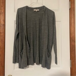 LOFT Charcoal Open Front Cardigan